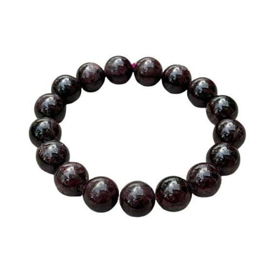 12mm Genuine Garnet Gemstone Stretch Bracelet - Healing Garnet Crystal Large Bead Bracelet for Men & Women