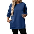 thumbnail image 2 of Blue Womens Tops Women's Casual Long Sleeve Crewneck Sweatshirt Soft Comfy Loose Fit Pullover Top for Everyday Wear Black Fall Outfits for Women 2025, 2 of 6