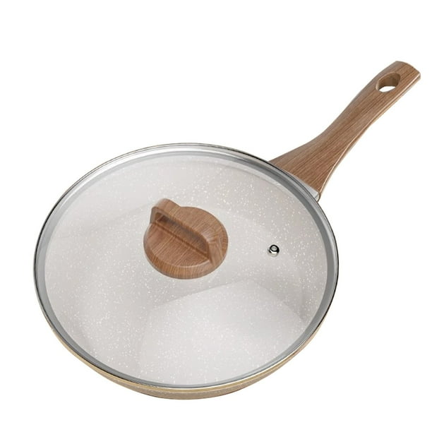 Pisexur Batería de cocina Sartén antiadherente de cerámica con tapa para tortillas, compatible con inducción y con mango resistente al calor. para la cocina del hogar