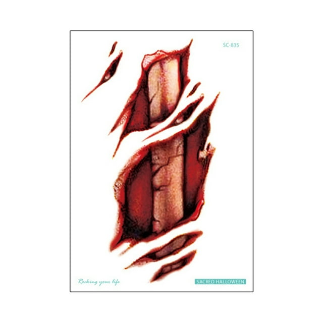 CAROOTU Autocollants d'Halloween Imperméables Simulation Éraflures Cicatrices Marques de Morsure Simulation Faux Tatouage de Blessure
