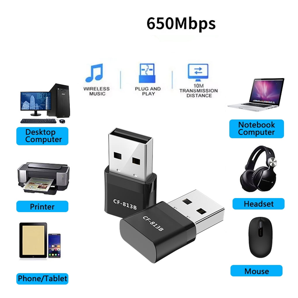 Concesión hada Encogimiento 650Mbps USB WiFi Adapter for PC, 5.8GHz/2.4GHz WiFi Dongle, 4.2 Bluetooth, USB  Wireless Adapter for Desktop/Laptop - Nano Size - Walmart.com