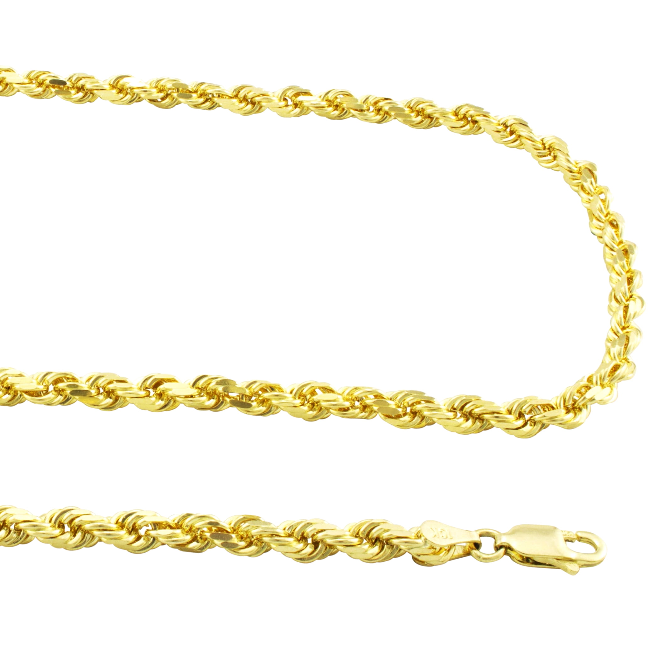 Nuragold - 10k Yellow Gold 3mm Hollow Rope Chain Pendant ...