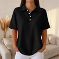 thumbnail image 2 of Stichou Polo Shirts for Women Short Sleeve Button Waffle Knit Golf Tee Cotton Business Casual 2026 Summer Work Tops Black 3XL, 2 of 7