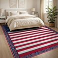 thumbnail image 3 of ODIKA 8'x10' Washable Area Rug Non-Shedding, Easy Care, Striped Motif Border Independence Welcome July Patriotic Door Playful Expressive for King Size Bedroom Under Bed, Master Suite, 3 of 7