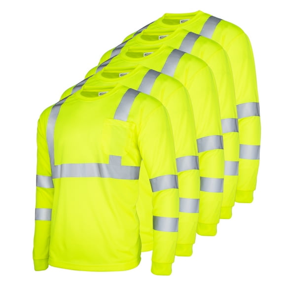 JORESTECH Safety T Shirt (3XL) Reflective High Visibility Long Sleeve Yellow/Lime ANSI Class 3 Level 2 Type R
