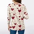 thumbnail image 3 of Fgvctg Valentine's Day Spring Tops for Women 2025 Casual V Neck 3/4 Sleeve Shirt Date Night Pullover Parade Top Loose Cute Love Heart Graphic Blouse Gifts For Her Wine L, 3 of 4