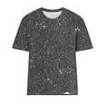 thumbnail image 4 of Ashirexll Shirts for Women Short Sleeve Tops Women's Sequin Printed Blouses Short Sleeve Fashion Round Neck, 4 of 4