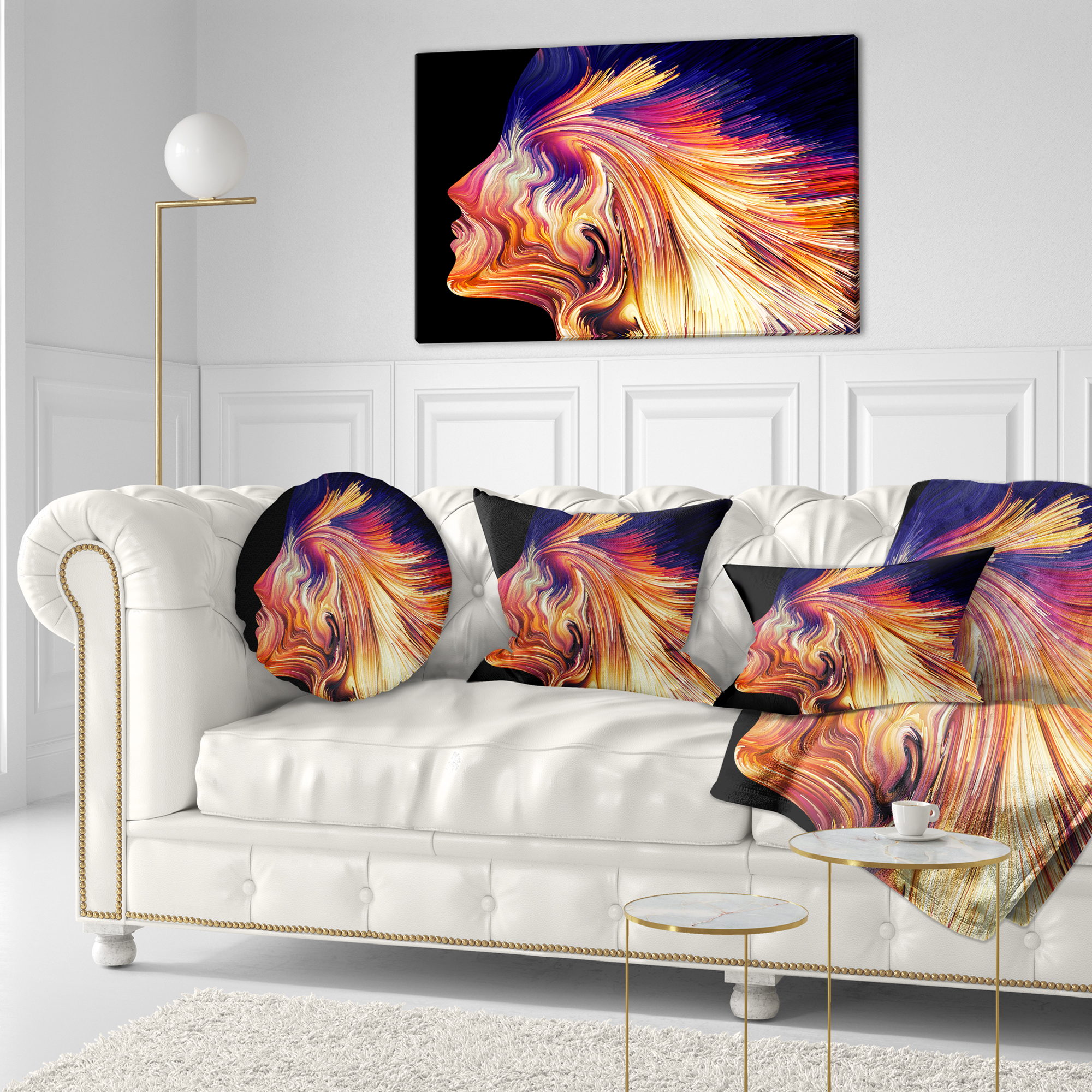 Designart Explosion of Thought - Abstract Throw Pillow - 12x20