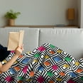 thumbnail image 3 of Geometric Soft Flannel Fleece Throw Blanket, Lively Colored and 3D Styled Diamond Gemstone on Black and White Backdrop, Cozy Plush for Indoor and Outdoor Use, 70" x 90", Multicolor, by Ambesonne, 3 of 5