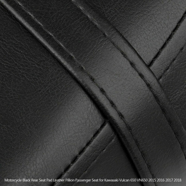 Motorcycle Passenger Seat Pad For Kawasaki Vulcan 650 2015-UP - Black Synthetic Leather Rear Pillion
