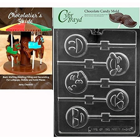 CybrTrayd Bk-M248 "Jubilant Emoji's Lolly" Chocolate Candy Mold, Clear