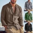 thumbnail image 3 of WTXUE Button-Up Shirts Long Sleeve, Notch Neck Shirts for Men T Shirt for Man OutdoorLoose T Shirt Cardigan Solid | Workwear for Men Grey M, 3 of 9