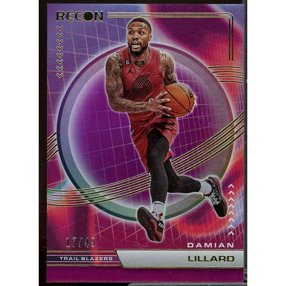 Damian Lillard Card 2022-23 Panini Recon Holo Purple #70