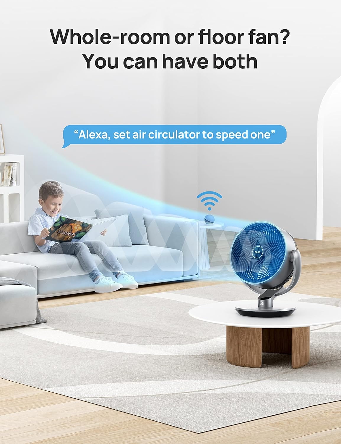 Dreo Smart Fans for Home, 110ft Air Circulator, 120° 90° Oscillating Fans with WiFi Voice Control, 9 Speeds, 25dB DC Quiet Fan, 6 Modes, 12H Timer, Works with Alexa/Google, 16" Table Fan for Bedroom.