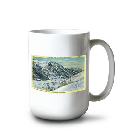 

15 fl oz Ceramic Mug Alta Utah Aerial View of Collins Gulch and Grand View Parking Area Dishwasher & Microwave Safe