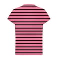 thumbnail image 2 of Lmnyox V Neck Striped T Shirt for Women Short Sleeve Dropped Shoulder Eyelet Tee Summer Casual Fashion Tops, 2 of 5