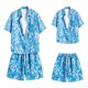 thumbnail image 5 of Camisas Para Hombre Manga Larga Moda de verano para hombres Ocio Balneario Playa Impresión digital 3D Camisa de manga corta Pantalones cortos Pantalones de playa Conjunto de dos piezas (Blue, XL), 5 of 6