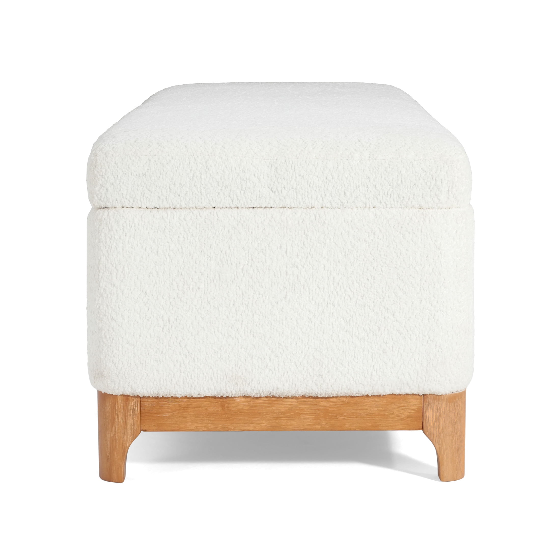 Christopher Knight Home Chenille Upholstered Storage Ottoman Bench with Solid Wood Legs, White