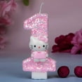 thumbnail image 1 of Bougies Décoratives en Cire de Paraffine Faite à la Main Numéro 0-9 pour Gâteau d'Anniversaire, Bougie Chat Rose pour Chambre d'Enfants, 1 of 9