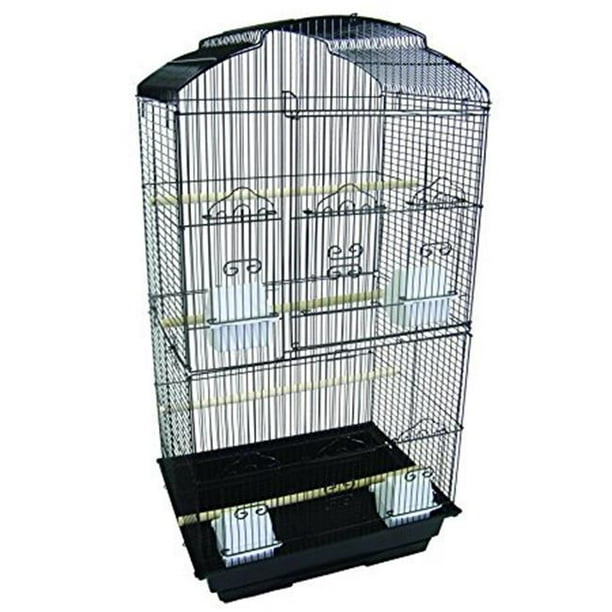 YML 1704-4724BLK Barre Espacement Coquille Haut Oiseau Cage bwith stand&44; Noir
