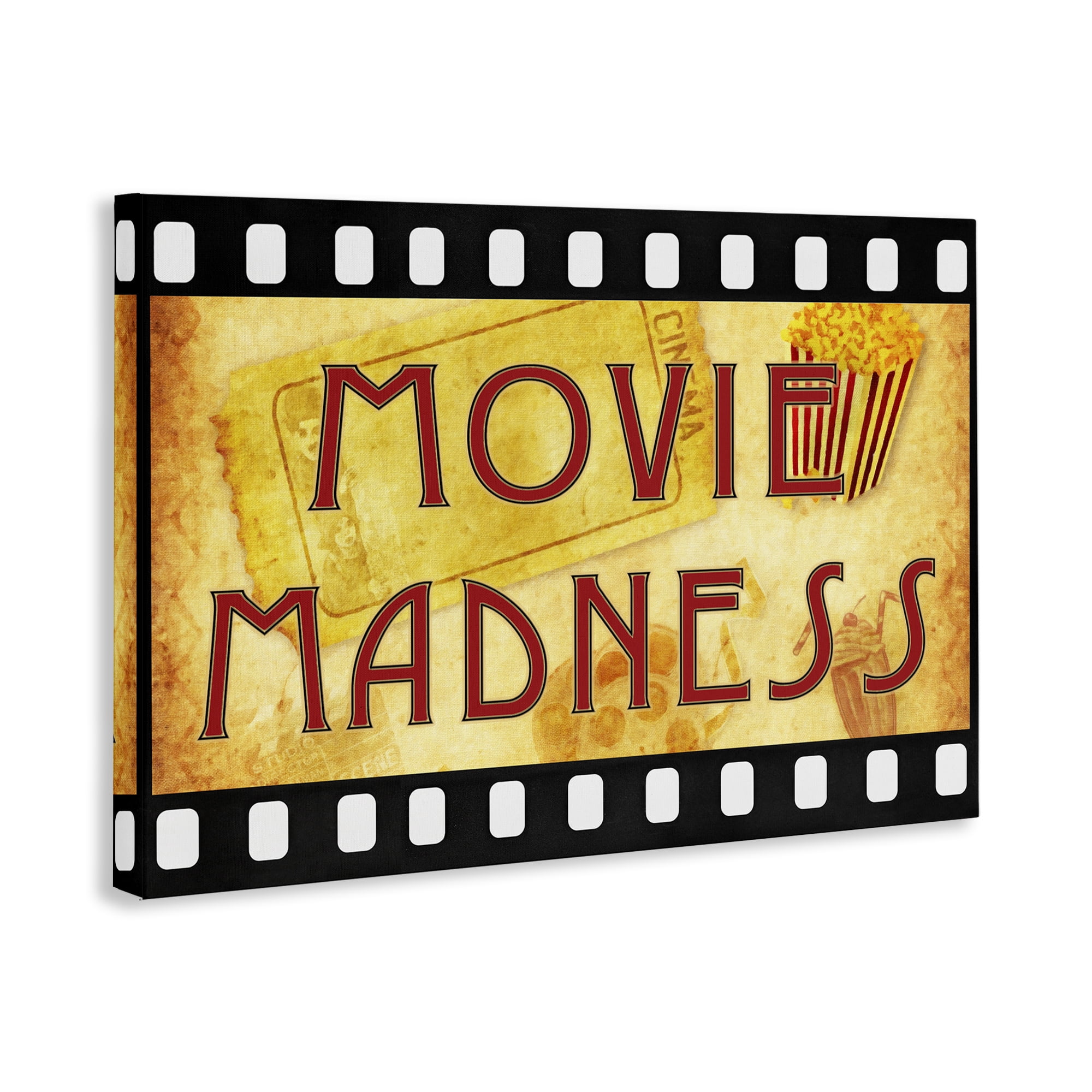 Stupell Industries Movie Madness Classic Sign Entertainment Painting Wrapped Canvas Art Print Wall Art, 36 x 24