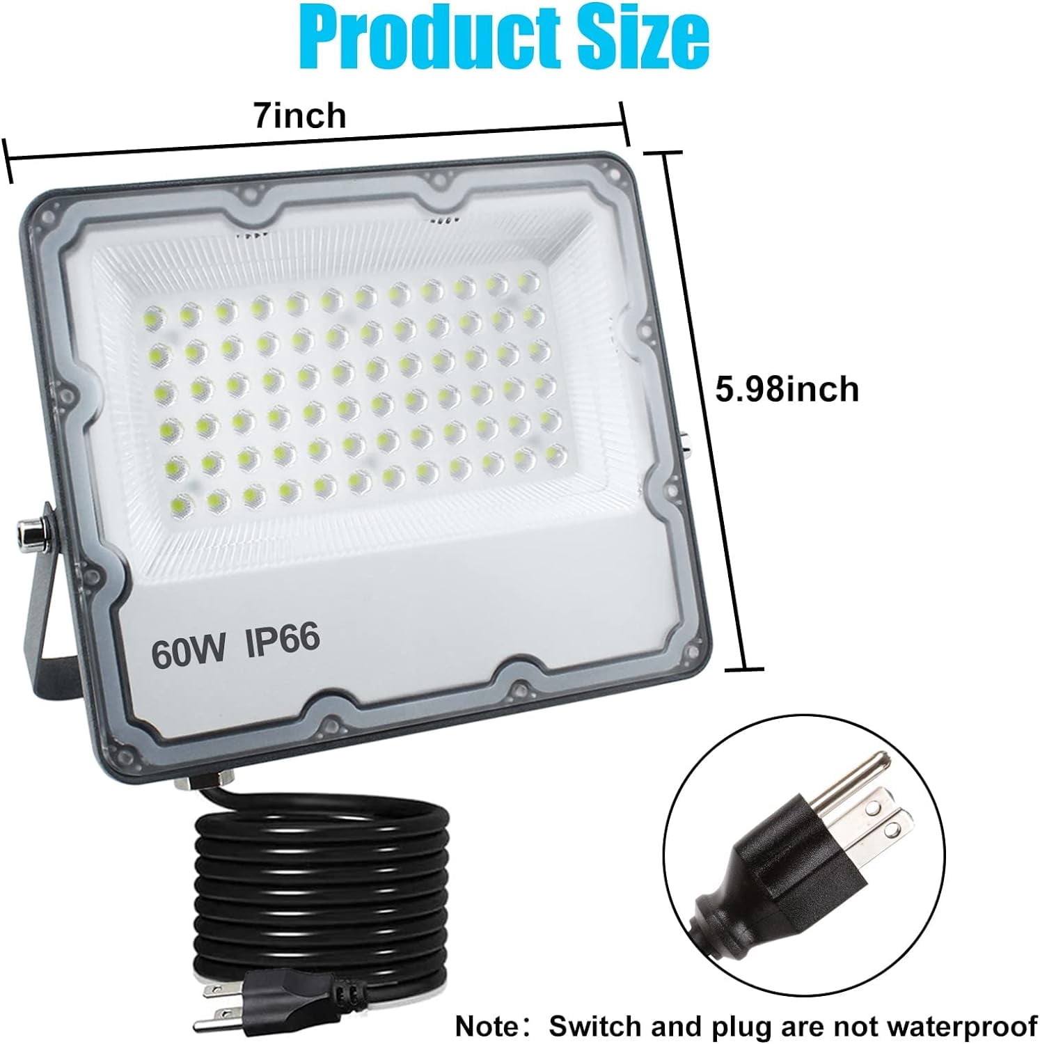 Ouside Waterproof 60W Led Outdoor Flood & Security Lights (2 Pack)