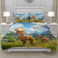 thumbnail image 2 of TeasBank 3D Print Cartoon Dinosaur Twin Duvet Cover Set for Teens Adult Nature Blue Sky and White Clouds Comforter Cover with 2 Pillowcases Animal Theme Room Decor, 2 of 4