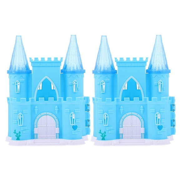 2 Pcs Doll House Villa Castle Model Decor Mini House Accessories Villa Castle Model Toy