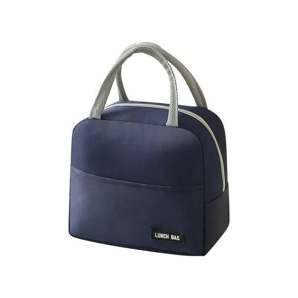 Bolsa de almuerzo aislante con papel de aluminio - Bolsa de caja bento espesada para trabajo, colegio y viajes, bolsillo delantero para teléfono y utensilios