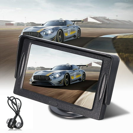 4.3 Inch TFT LCD Car Monitor Sensor Mirror System Reversing Parking Assistant Camera DVD VCR Rear View Cam Kit for