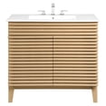 thumbnail image 2 of Modway Render 36" MDF and Particleboard Bathroom Vanity in Oak/White, 2 of 8