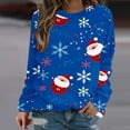 thumbnail image 2 of Hauts de Noël pour Femmes T-Shirts Graphiques Mignons à Manches Longues Pull Décontracté Col Rond Chandail en Molleton Ample Confortable Blouse, 2 of 5