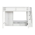 JFC Stairway Full Size Loft Bed Solid Wood Dorm Bed w/Wardrobe &Storage
