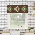 thumbnail image 4 of Brown Green Boho Kitchen Valances for Windows 60x18 Inch Kitchen Curtains Valances Rod Pocket Vintage Southwest Abstract Geometric Bathroom Window Valances for Window Treatment Decor, 4 of 6