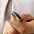 thumbnail image 5 of TAAPSEE JEWELS Blue Cubic Zirconia Baguette Cut Women Full Eternity Wedding Ring 14k Yellow Gold Plated, 5 of 5