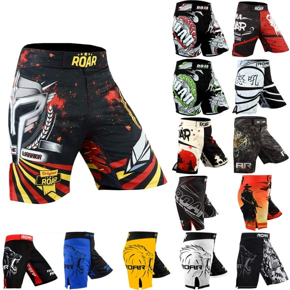 ROAR MMA Fight Shorts UFc grappling Muay Thai BJJ Training Jiu Jitsu No gi Wear (Large, Battle)