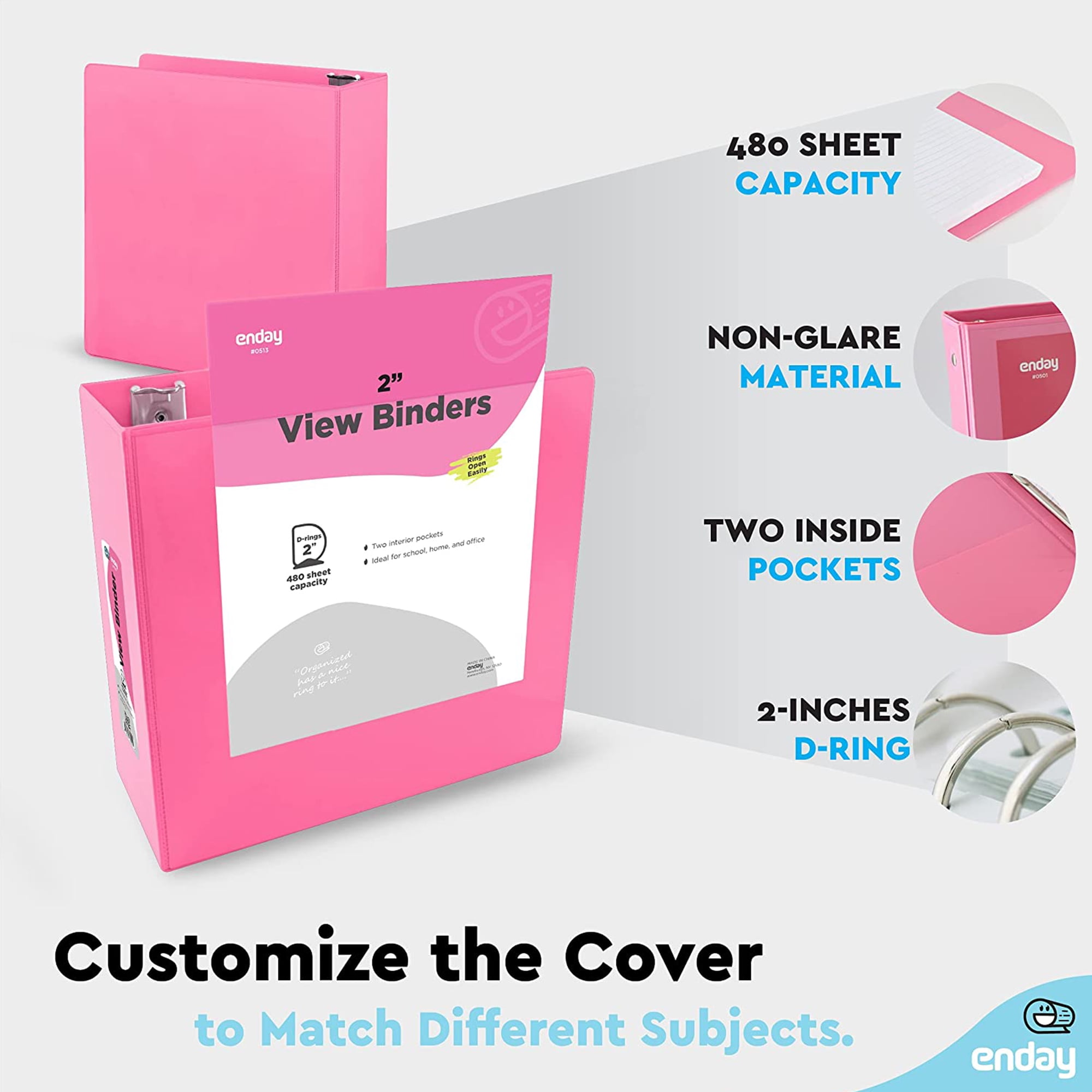 Buy Enday 2 Inch Binder 3 Ring Binders with Pockets for Home, Office