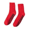 thumbnail image 2 of Non Slip Socks for Women Winter Warm Cozy Fuzzy Slipper Socks Soft Fluffy Socks with Grips(Red), 2 of 4