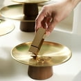 thumbnail image 4 of Fruit Bowl for Kitchen Counter or Metal Fruit Bowls, Wooden Pedestal Bowl for Table Centerpieces, Metal Bowls for Décor or Breads and Fruits M-7.9*3" Gold, 4 of 7