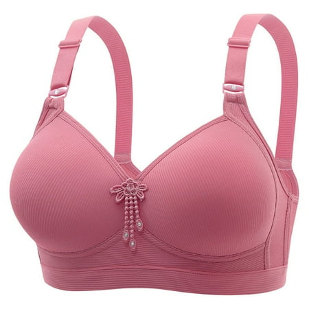 Bras for Women Plus Size Embroidery Steel Hoop Push Up Full Coverage Breathable Yoga Workout Everyday Bra Purple 1 36 B