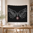 thumbnail image 5 of White Line-Art Hands Reaching with Crescent Moon Charm on Black, Mystical Celestial for Art Lovers, Delicate Line Art Decor, Housewarming Gift, Tapestry Wall Hanging for Bedroom and Living Room, 5 of 7