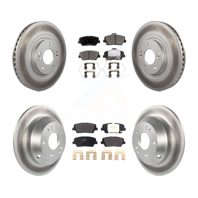 Transit Auto Front Rear Coated Disc Brake Rotors and Semi-Metallic Pads Kit for Car Kia Sorento Hyundai Santa Fe Sport KGF-101812
