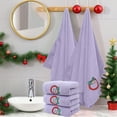 thumbnail image 5 of Lilgiuy 3Pcs Christmas Cotton Hand Towels Xmas Santa Reindeer Pattern Bathroom Towels Quick Dry Dish Towels for Holiday Kitchen Drying Cleaning Cooking Gift, 29.53x13.78 in, Purple, 5 of 6