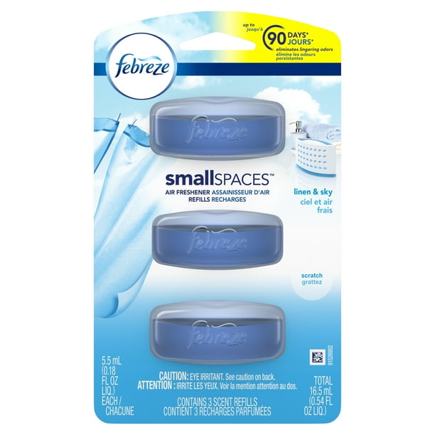 Febreze Small Spaces Air Freshener Refills, Linen & Sky, 3 count