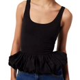 thumbnail image 2 of Women'S Ruffle Bubble Hem Tank Top Scoop Neck Backless Sleeveless Patchwork Peplum Top Going Out Babydoll Shirts Black M, 2 of 9