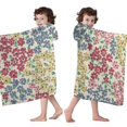 thumbnail image 4 of Pioneer Flower Floral Print Pattern Hooded Bath Towel，60"x35" for Ages 3 To 12 Kids, Quick Dry Lightweight Soft Microfiber Hood Beach Towel Cover Up for Kids, 4 of 7