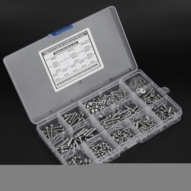 Tuerca de tornillo, 810 piezas Arandela de tuerca de tornillo de cabeza redonda de acero inoxidable 304 Calidad premium VoborMX herramienta