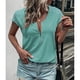 thumbnail image 2 of Camisa De Encaje Con Cremallera De Manga Corta, Top De Manga Corta De Encaje Con Cuello En V Fácil De Combinar Elástico Transpirable Casual Para Vacaciones Día Festivo ANGGREK Otros, 2 of 6