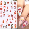 3D Christmas Nail Art Stickers Winter Gingerbread Man Red Santa Claus