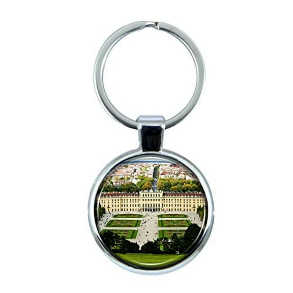 Vienna Austria Keychain with Epoxy Dome and Metal Keyring